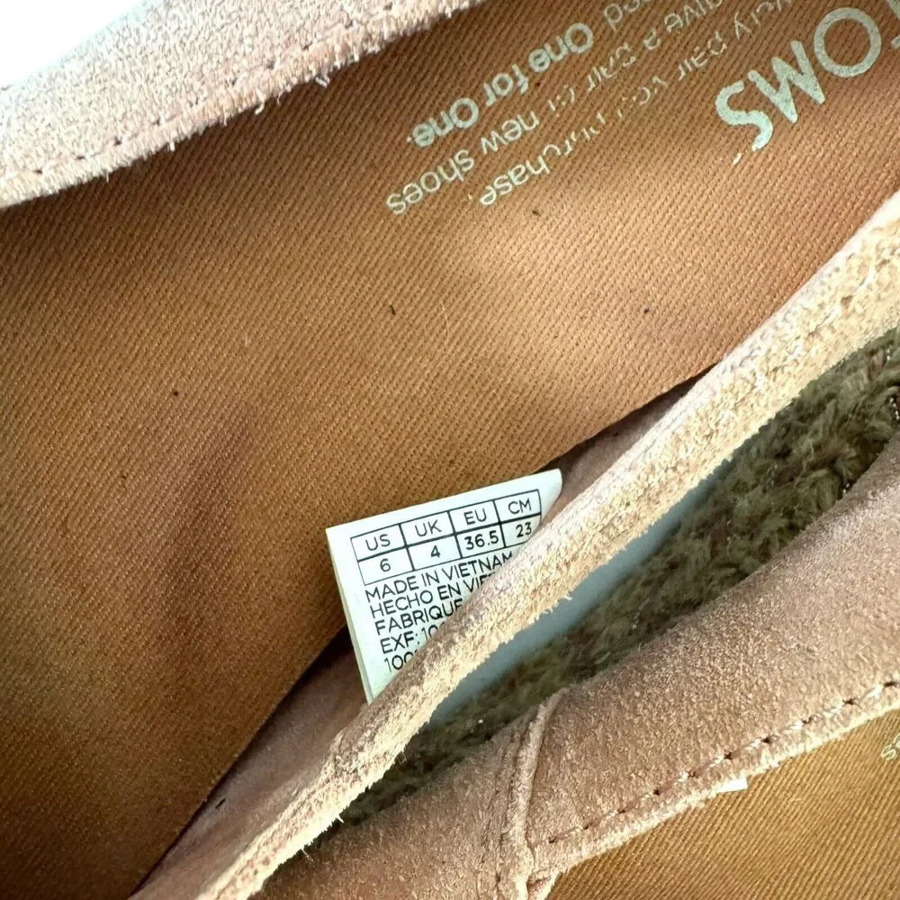Toms Womans Shoes Pink Suede Rope Boho Loafer Slide Comfort Barbie Size‎ 6 SU